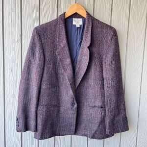 Vintage Bretton Place Petite Tweed Blazer 14 USA Made Wool Blend